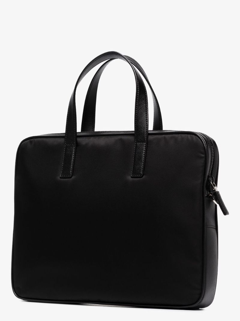 Black Re-nylon Logo Plaque Briefcase