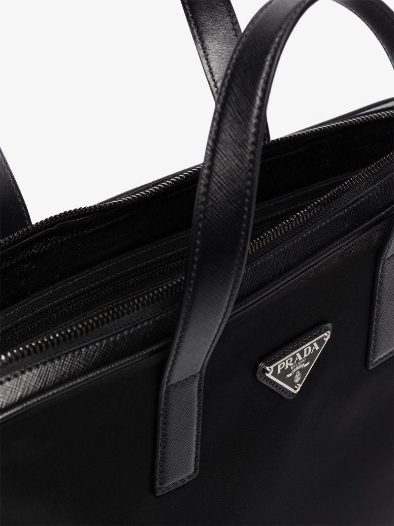 Black Re-nylon Logo Plaque Briefcase