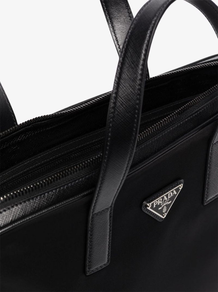 Black Re-nylon Logo Plaque Briefcase