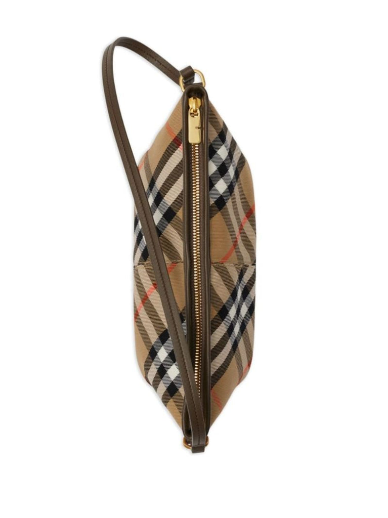 Neutral Checked Mini Shoulder Bag