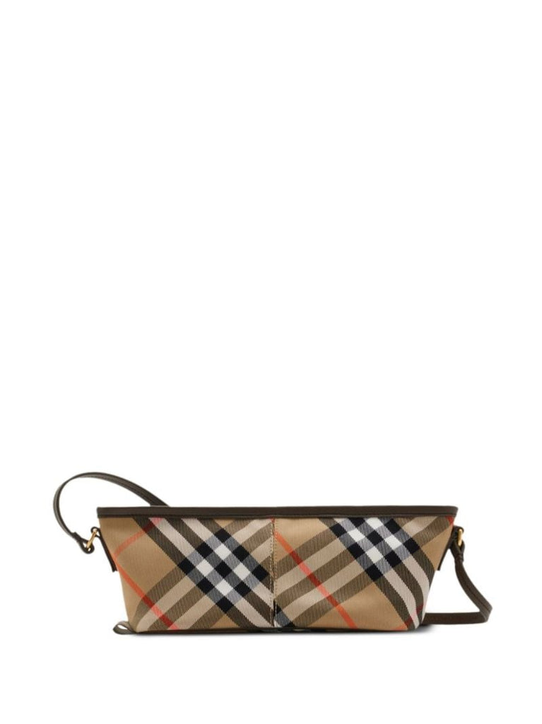 Neutral Checked Mini Shoulder Bag