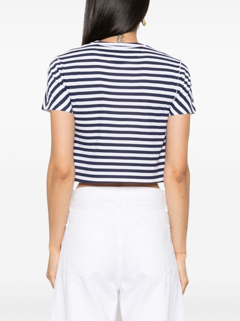 Blue Logo-print Striped Cotton T-shirt