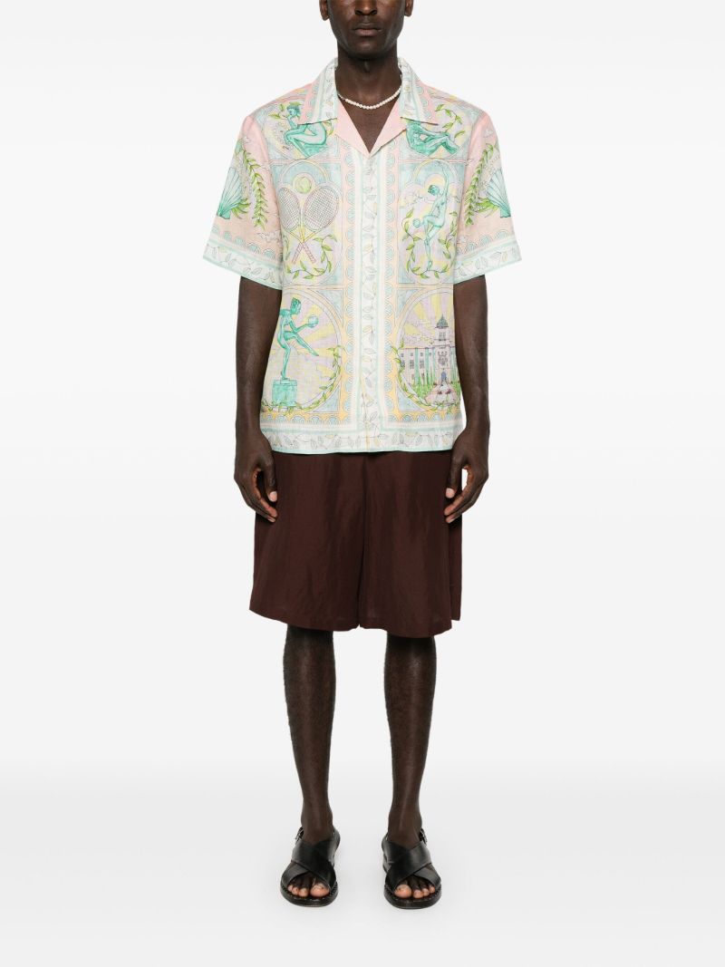 Pink Vase-print Linen Shirt