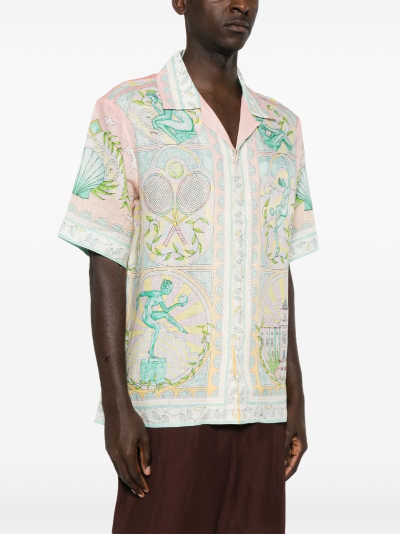 Pink Vase-print Linen Shirt