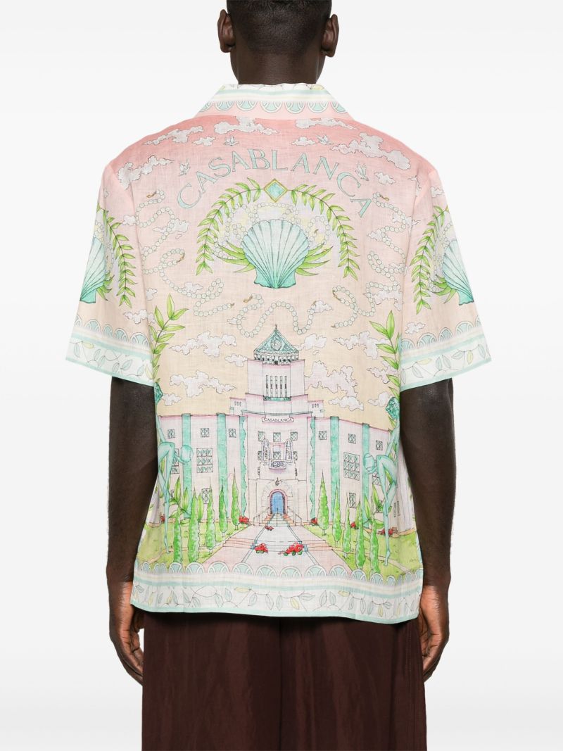 Pink Vase-print Linen Shirt