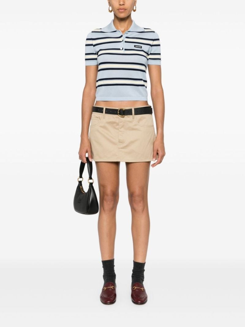 Neutral Logo-appliquÃ_x0083_Â©d Cotton Mini Skirt