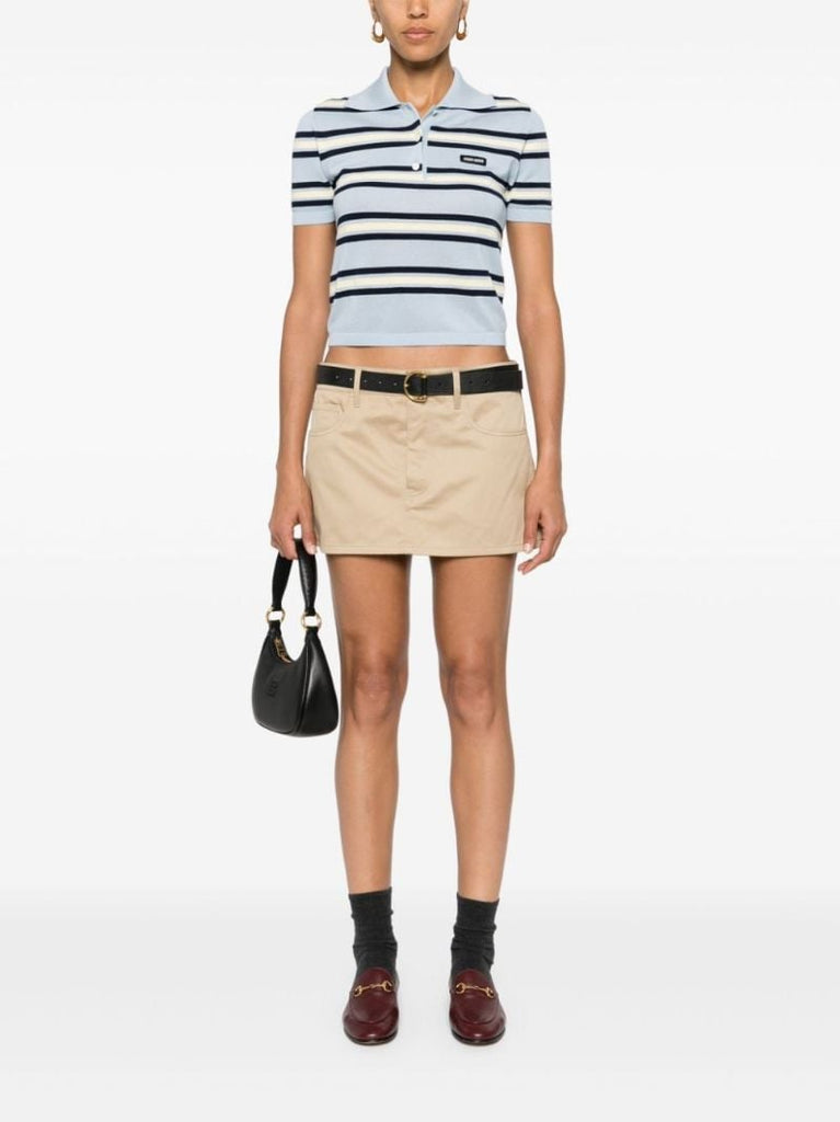 Neutral Logo-appliquÃ_x0083_Â©d Cotton Mini Skirt