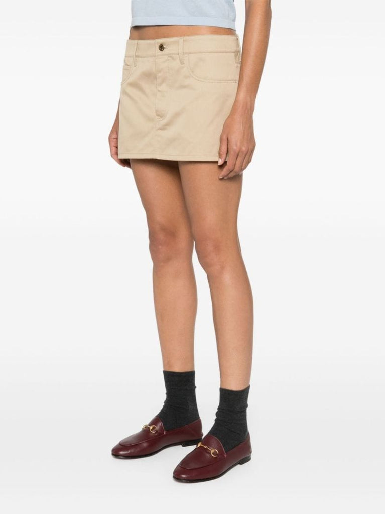 Neutral Logo-appliquÃ_x0083_Â©d Cotton Mini Skirt