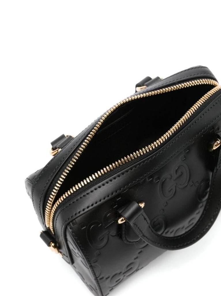 Black Gg Super Mini Tote Bag