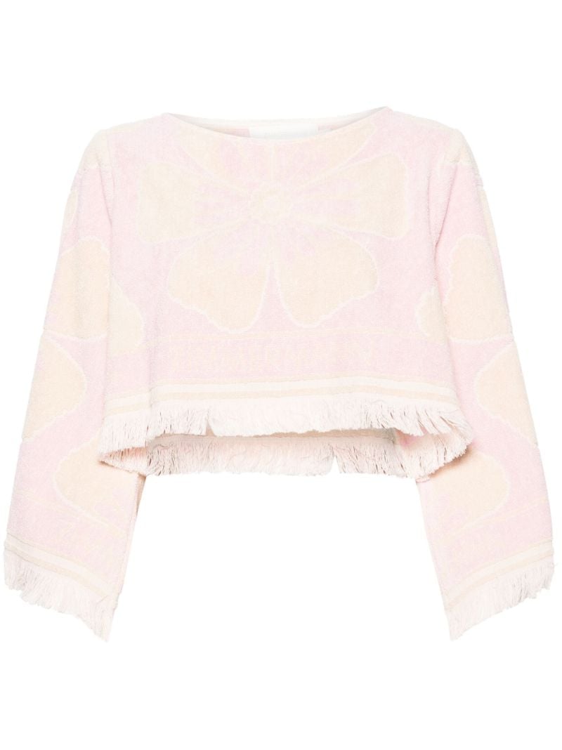 Pink Pop Towelling Crop Cotton Blouse