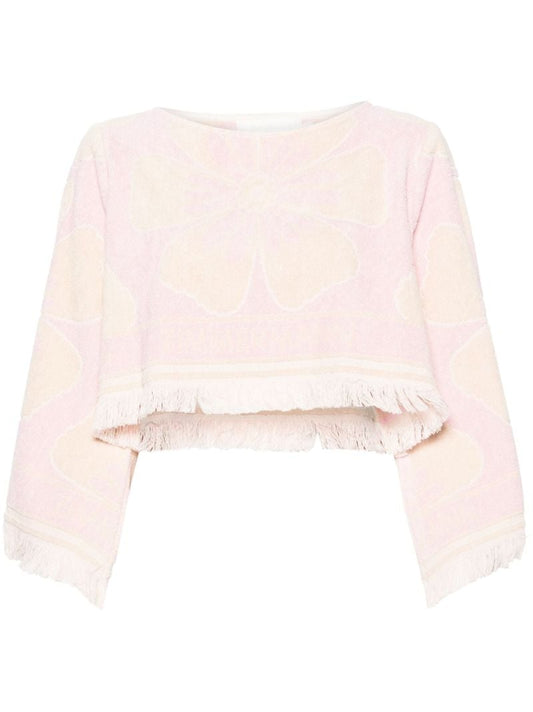 Pink Pop Towelling Crop Cotton Blouse