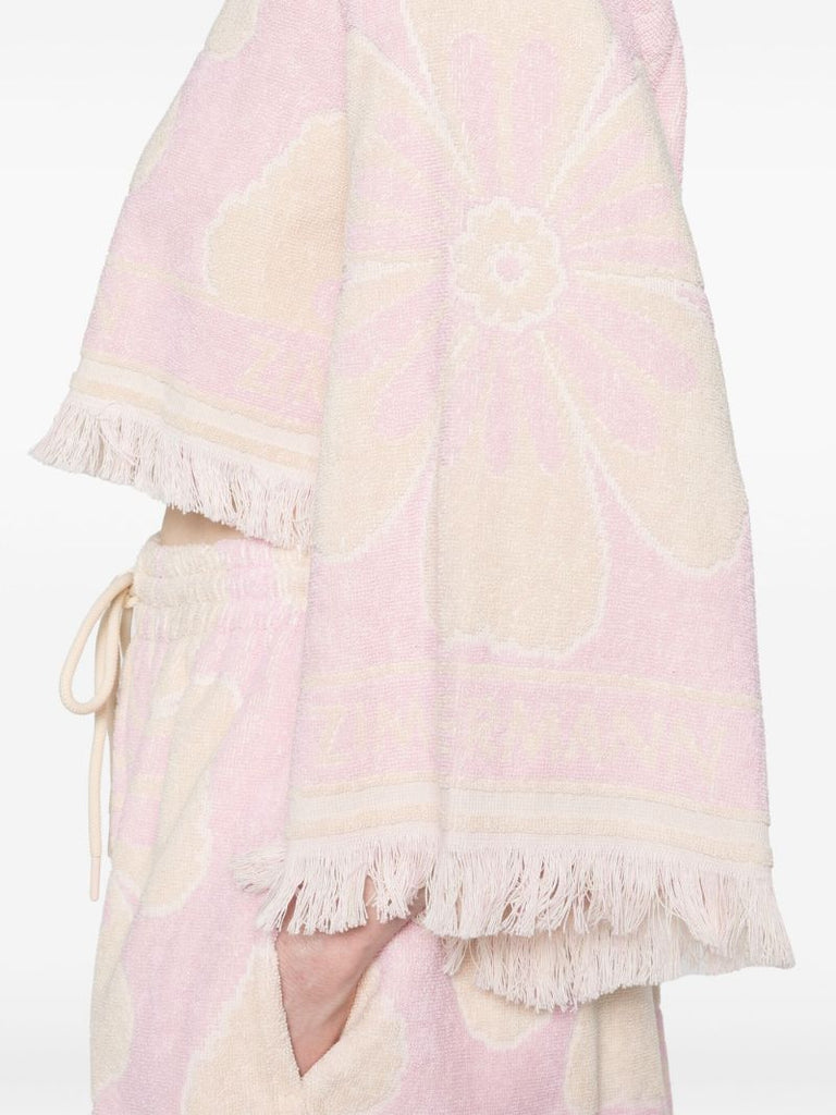Pink Pop Towelling Crop Cotton Blouse