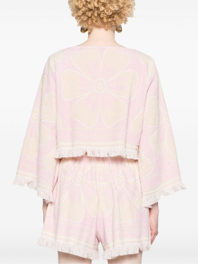 Pink Pop Towelling Crop Cotton Blouse