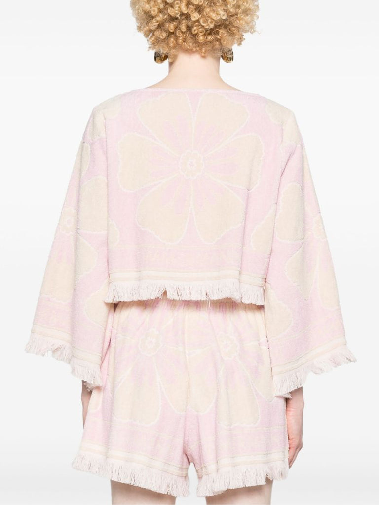 Pink Pop Towelling Crop Cotton Blouse