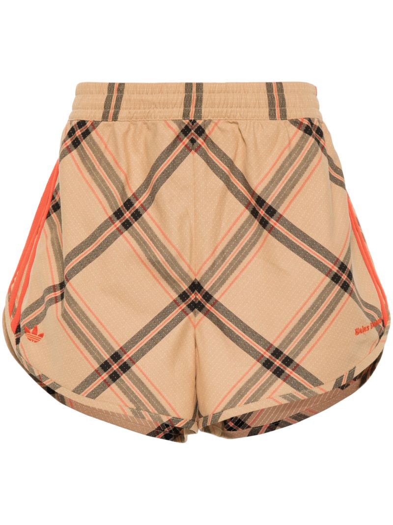 X Wales Bonner Neutral Checked Track Shorts