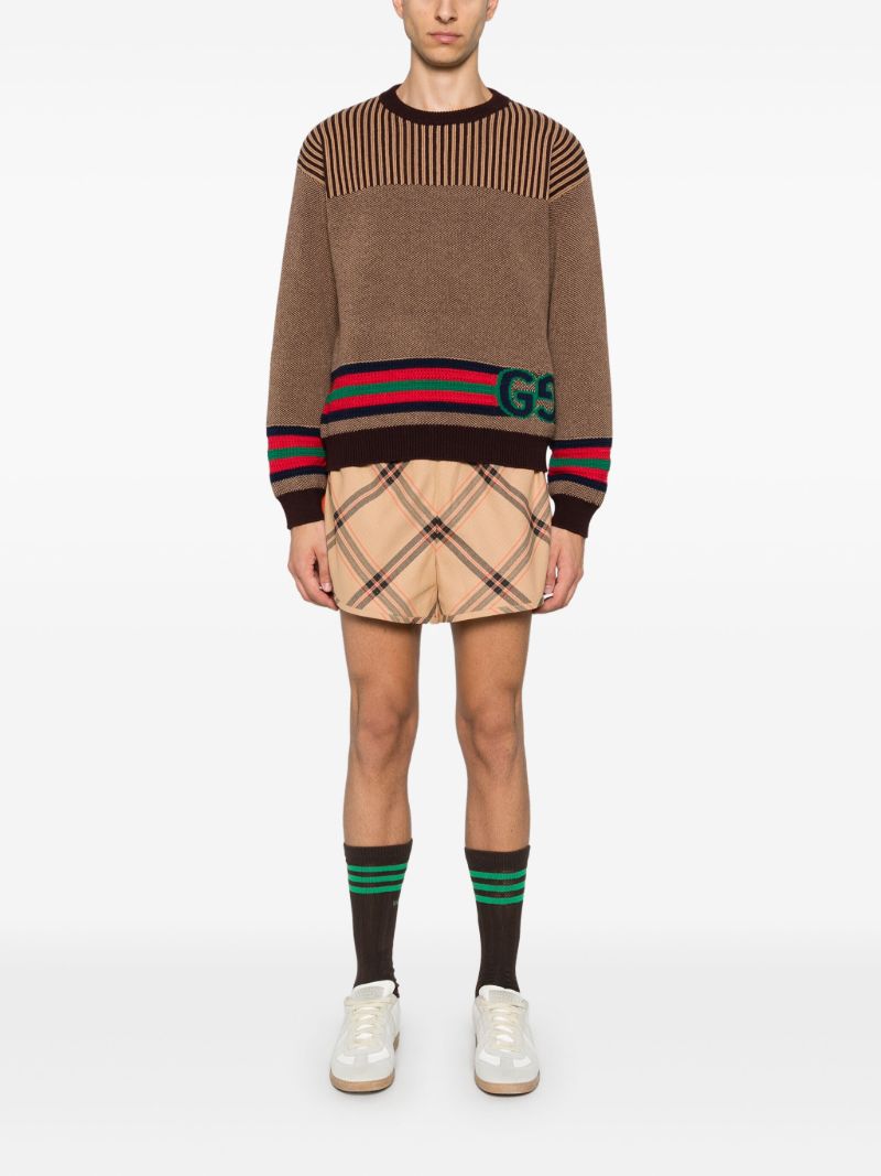 X Wales Bonner Neutral Checked Track Shorts