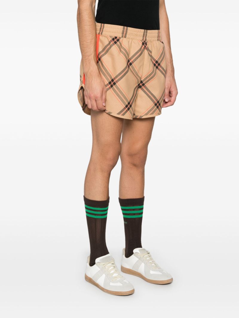 X Wales Bonner Neutral Checked Track Shorts
