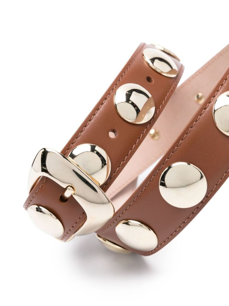 Brown the Benny Studded Leather Belt