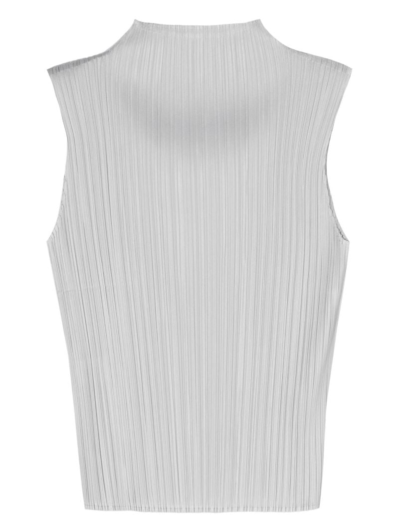 Grey Pleated Sleeveless Blouse