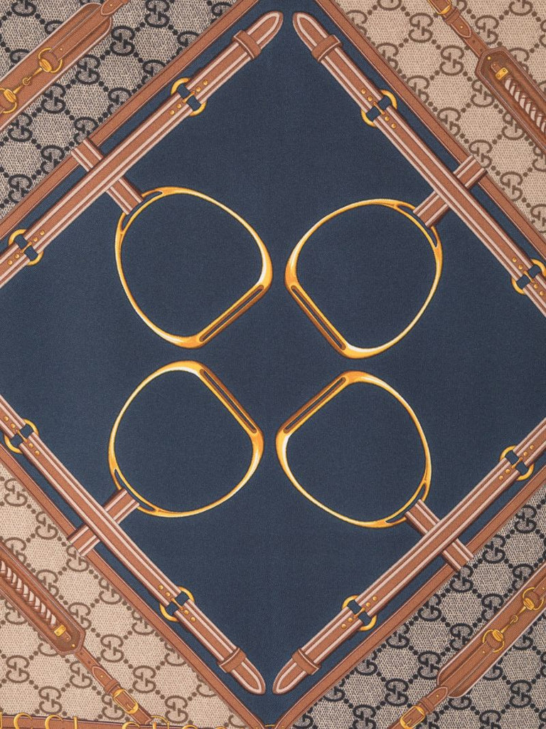 Blue Heritage-print Silk Scarf