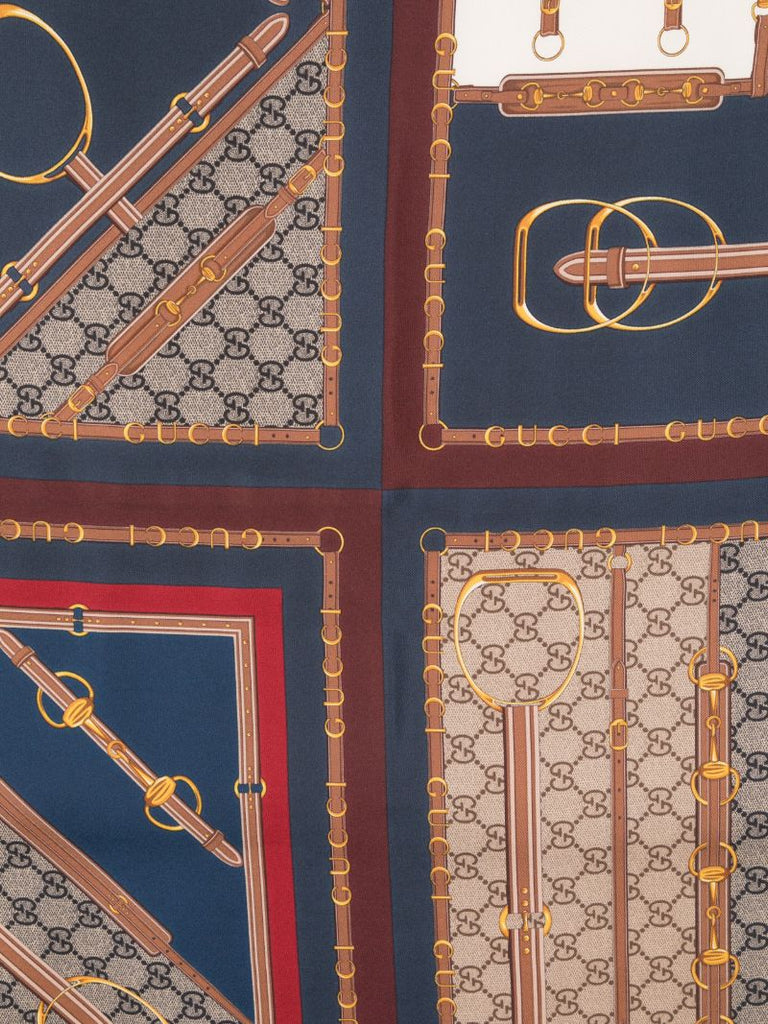 Blue Heritage-print Silk Scarf