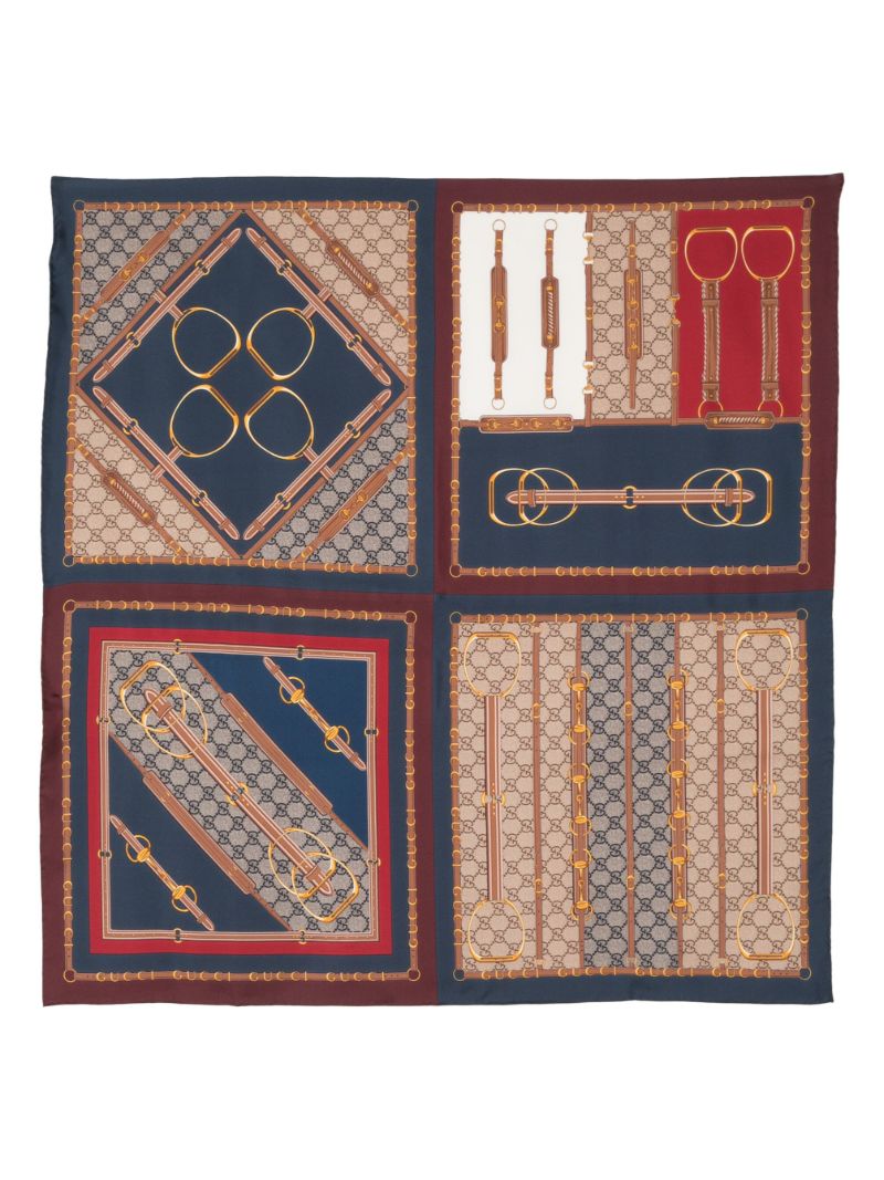 Blue Heritage-print Silk Scarf
