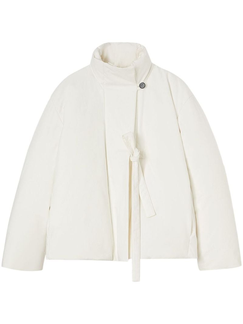 White Tie-fastening Puffer Jacket