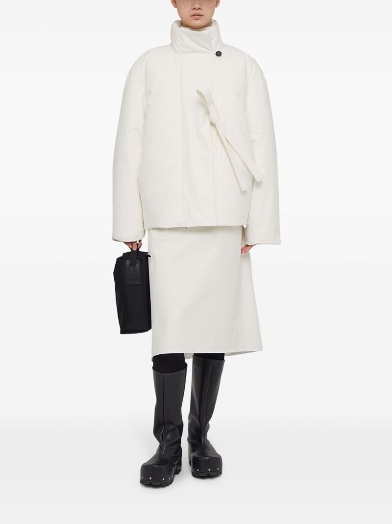 White Tie-fastening Puffer Jacket