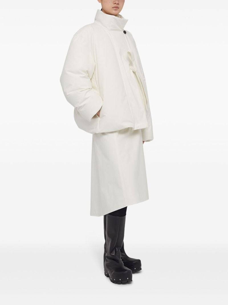 White Tie-fastening Puffer Jacket