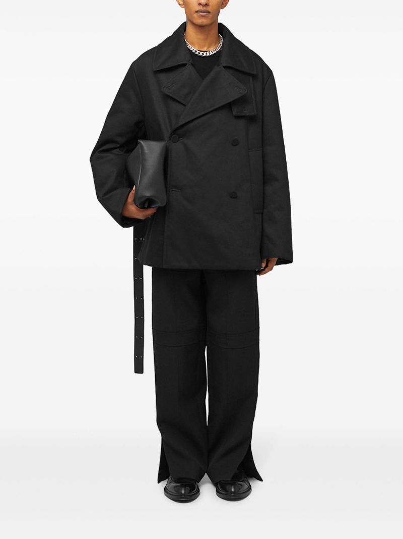 Black Double-breasted Cotton Coat
