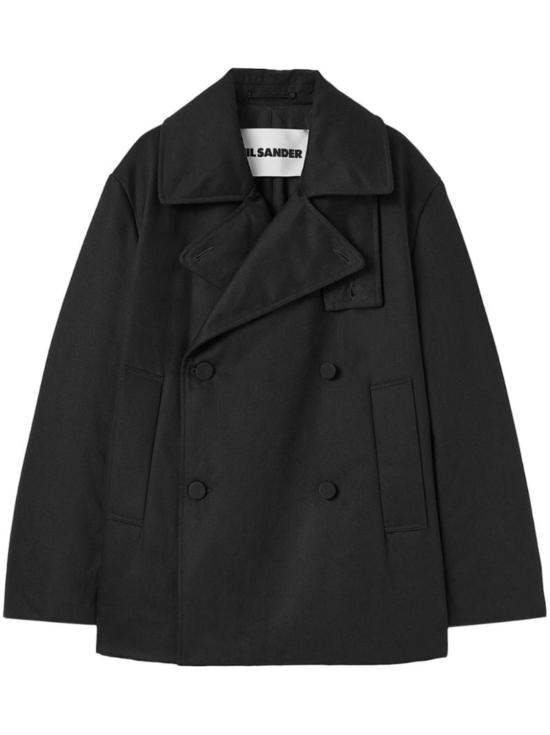 Black Double-breasted Cotton Coat