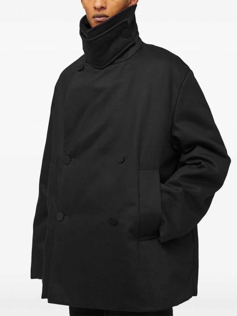 Black Double-breasted Cotton Coat