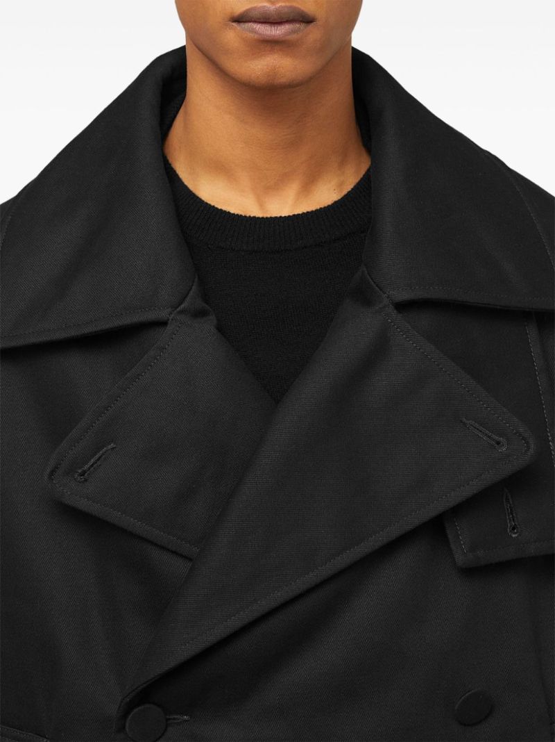 Black Double-breasted Cotton Coat