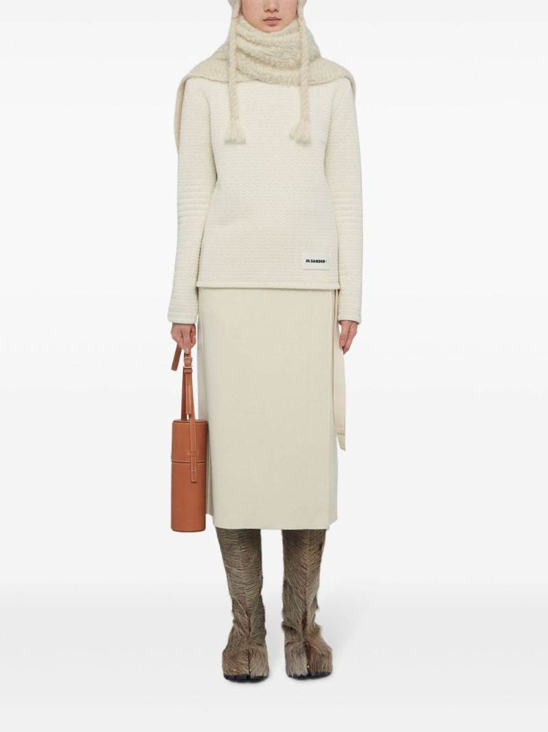 Wrap Wool Midi Skirt