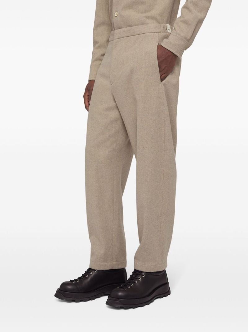 Neutral Wool Straight Trousers