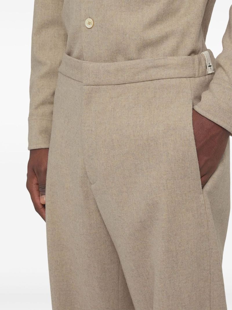 Neutral Wool Straight Trousers