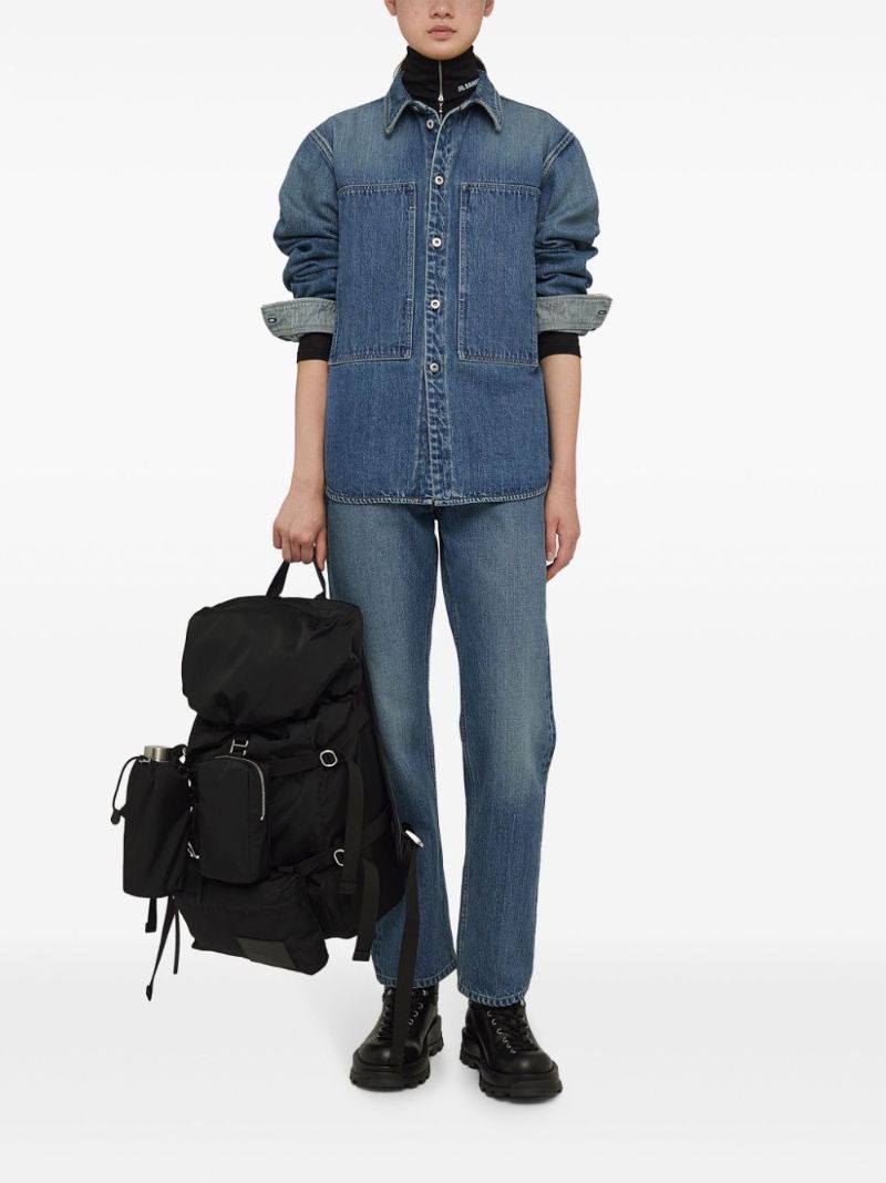 Blue Mid-rise Straight Jeans