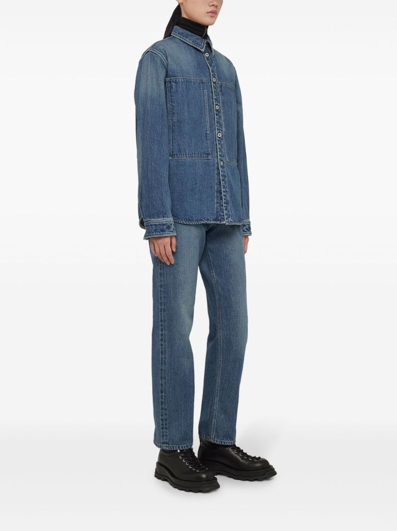 Blue Mid-rise Straight Jeans