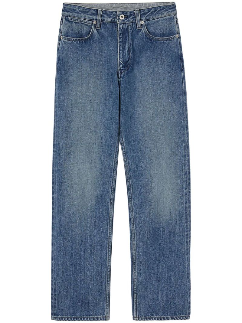 Blue Mid-rise Straight Jeans