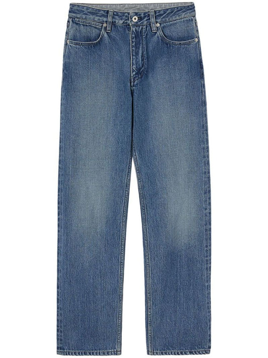Blue Mid-rise Straight Jeans