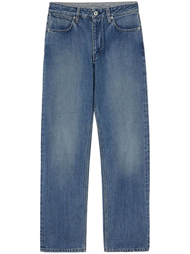 Blue Mid-rise Straight Jeans