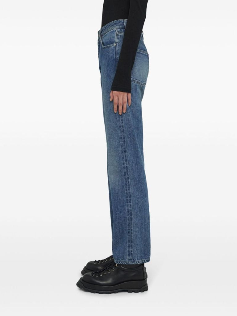 Blue Mid-rise Straight Jeans