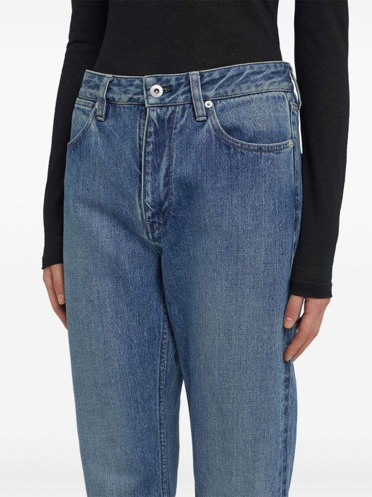 Blue Mid-rise Straight Jeans