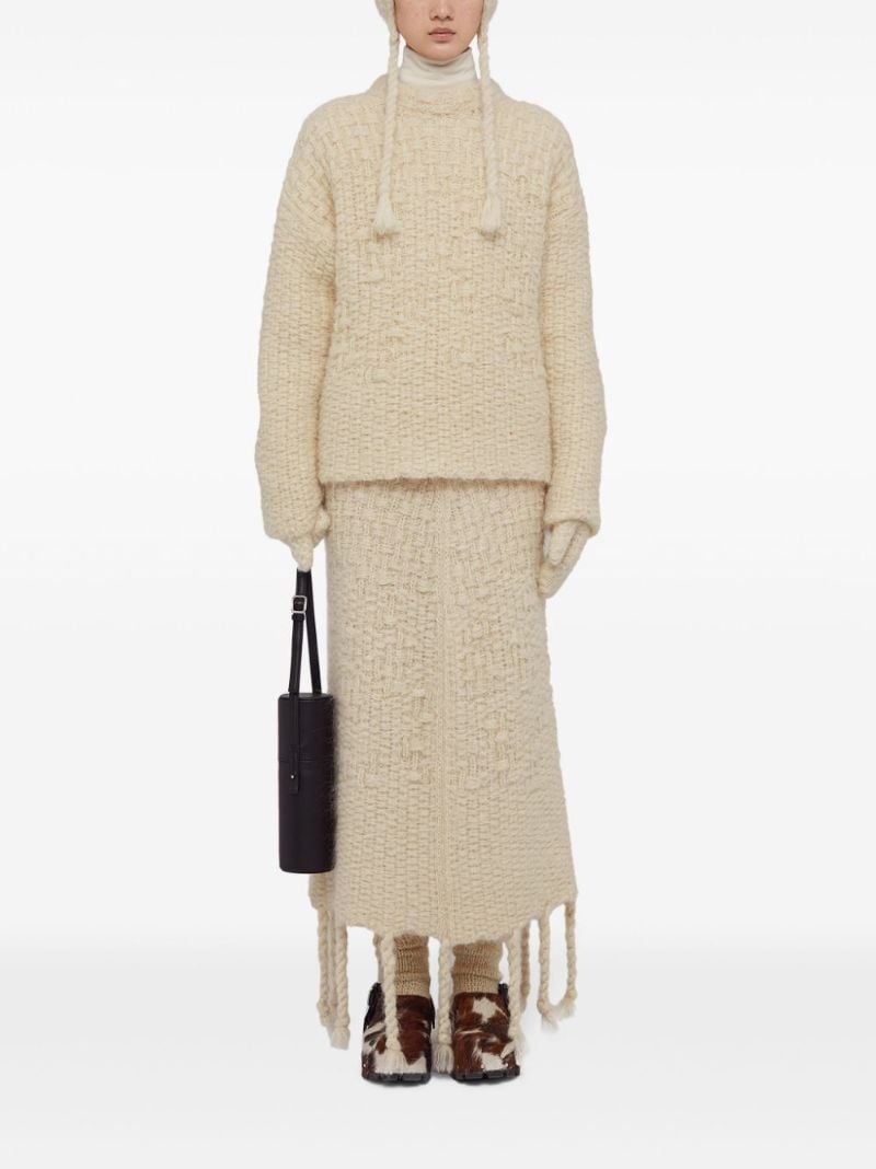 Neutral Chunky-knit Crew-neck Sweater