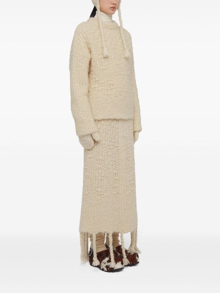 Neutral Chunky-knit Crew-neck Sweater