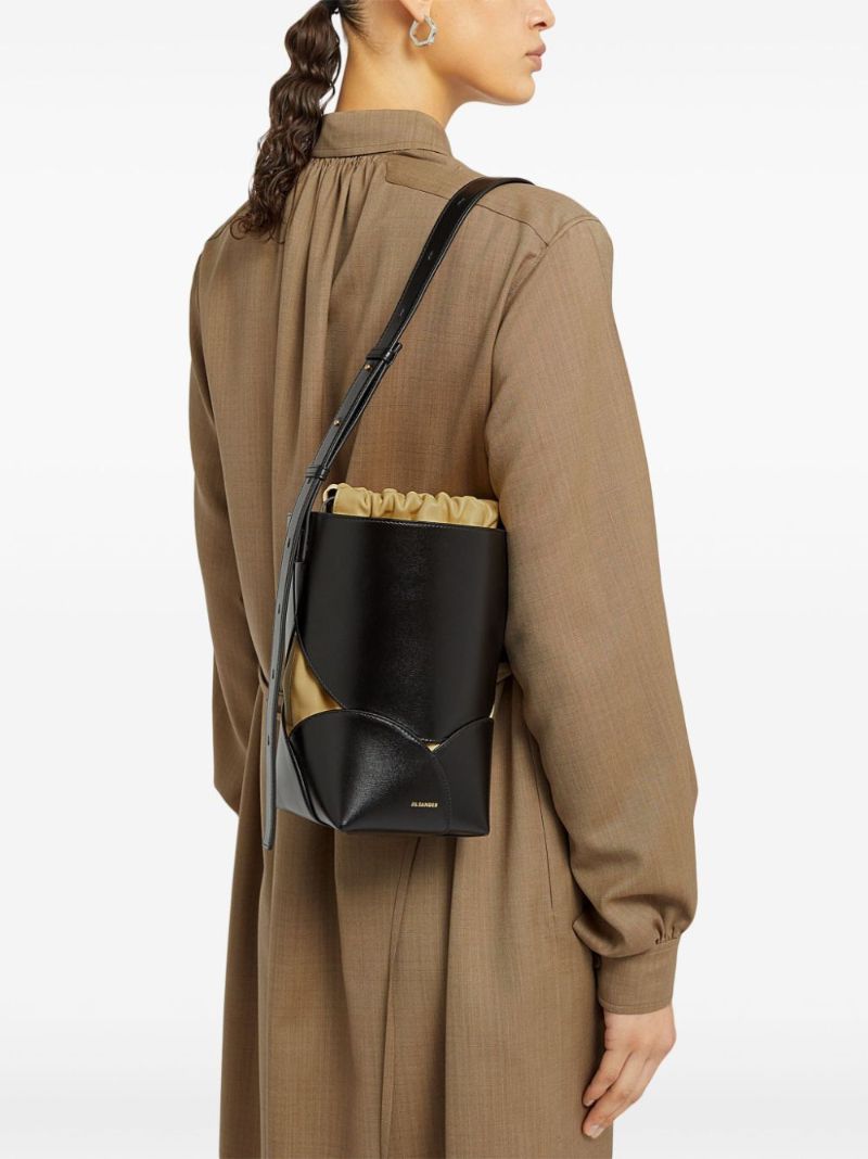Black Curve Leathr Bucket Bag