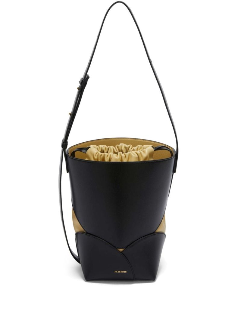 Black Curve Leathr Bucket Bag