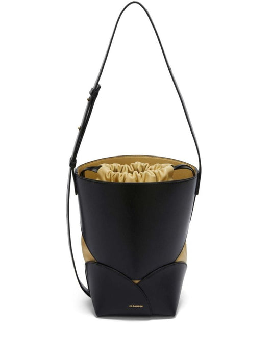 Black Curve Leathr Bucket Bag