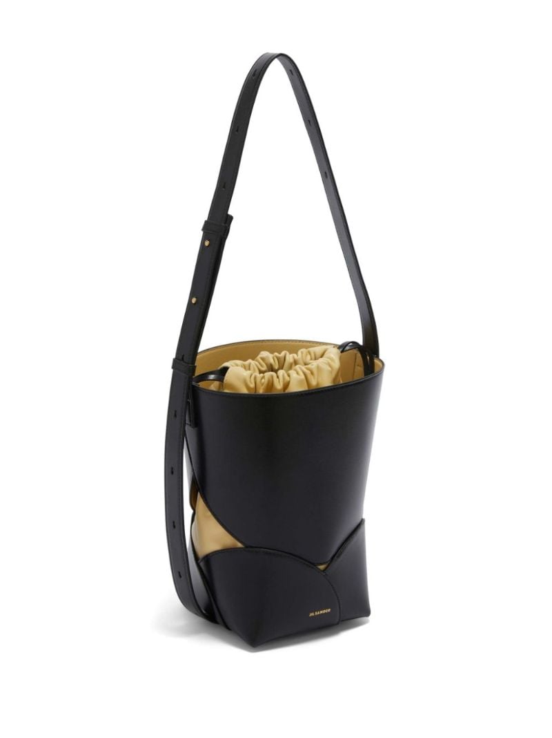 Black Curve Leathr Bucket Bag