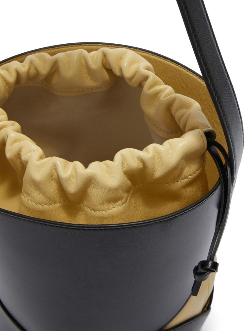 Black Curve Leathr Bucket Bag
